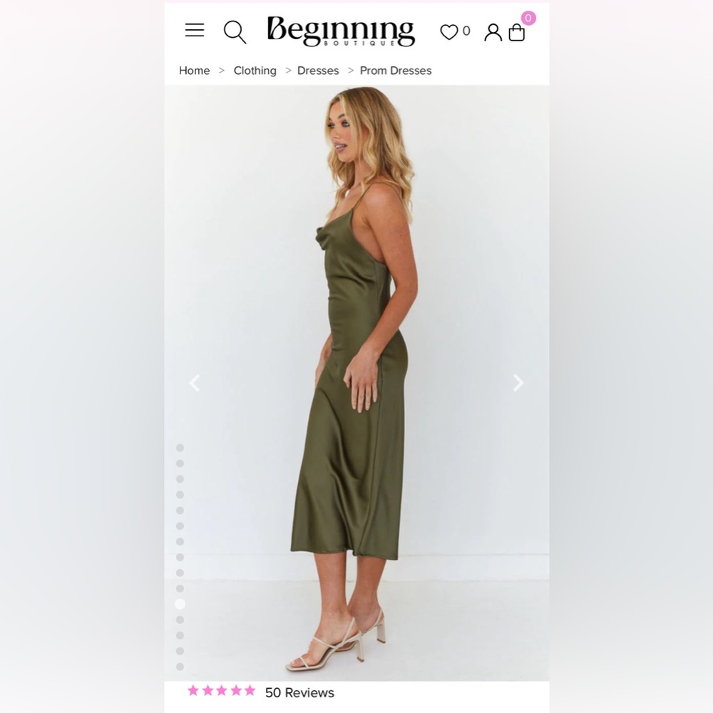 Beginning Boutique green satin dress